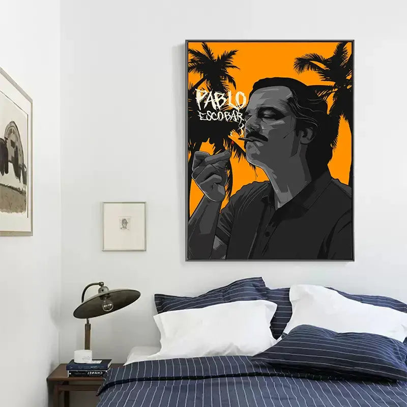 Pablo escobar mugshot black & white wall art living room decor