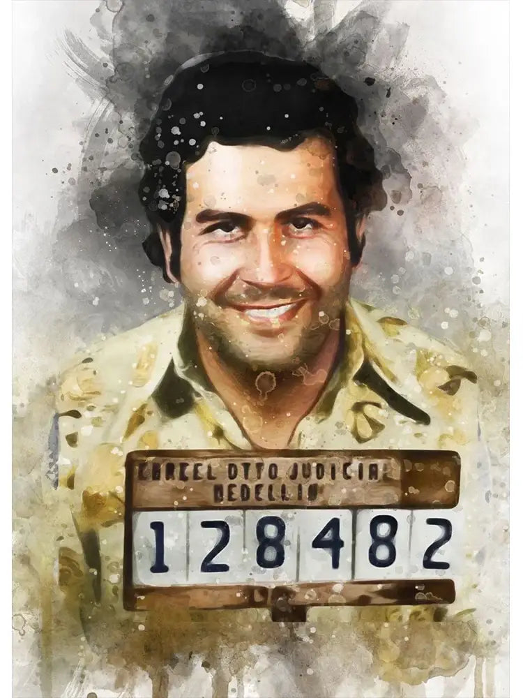 Pablo escobar mugshot black & white wall art living room decor