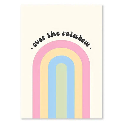 Pastel rainbow and checkered smiley flower wall art nursery decor
