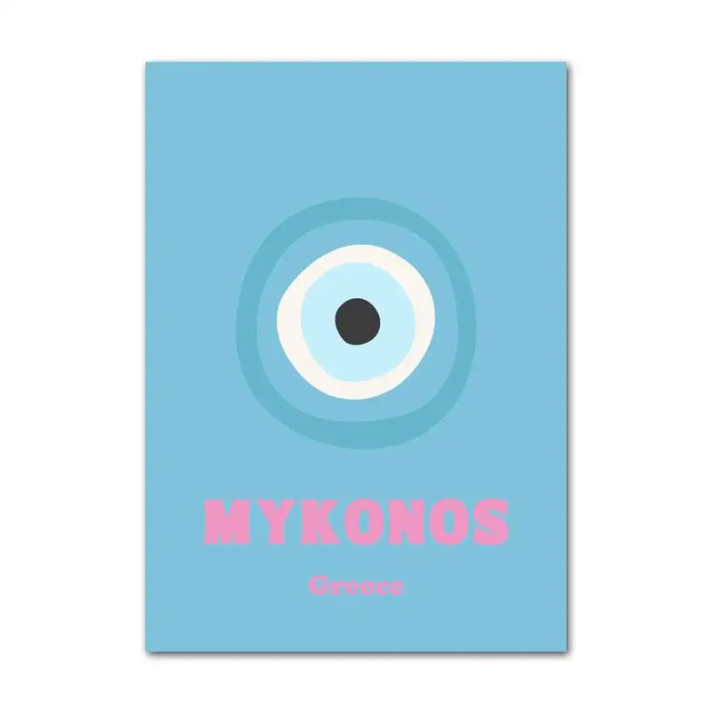 Danish pastel mykonos eye wall art blue and pink bedroom poster