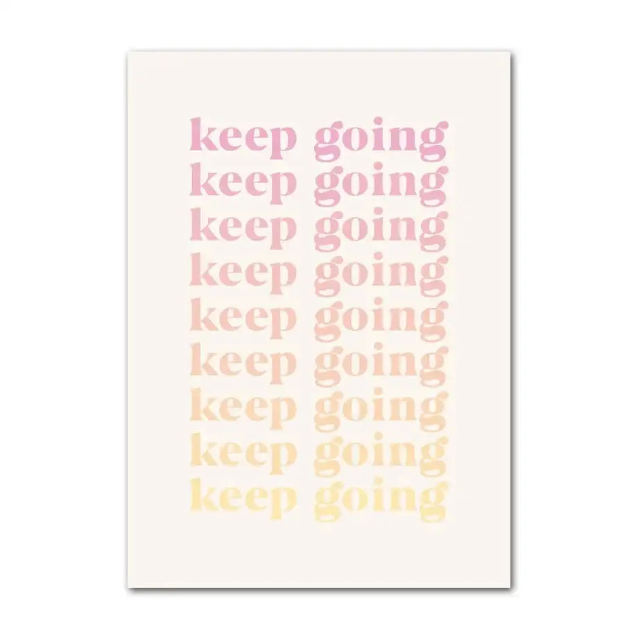 Pastel danish wall art keep going pink & yellow bedroom print