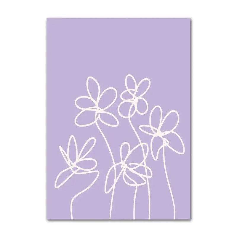 Minimalist lavender and white smiley flower wall art bedroom decor