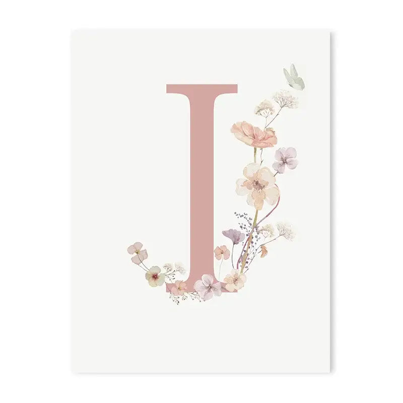Personalized pink floral letter z wall art nursery decor