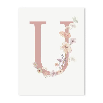 Personalized pink floral letter z wall art nursery decor
