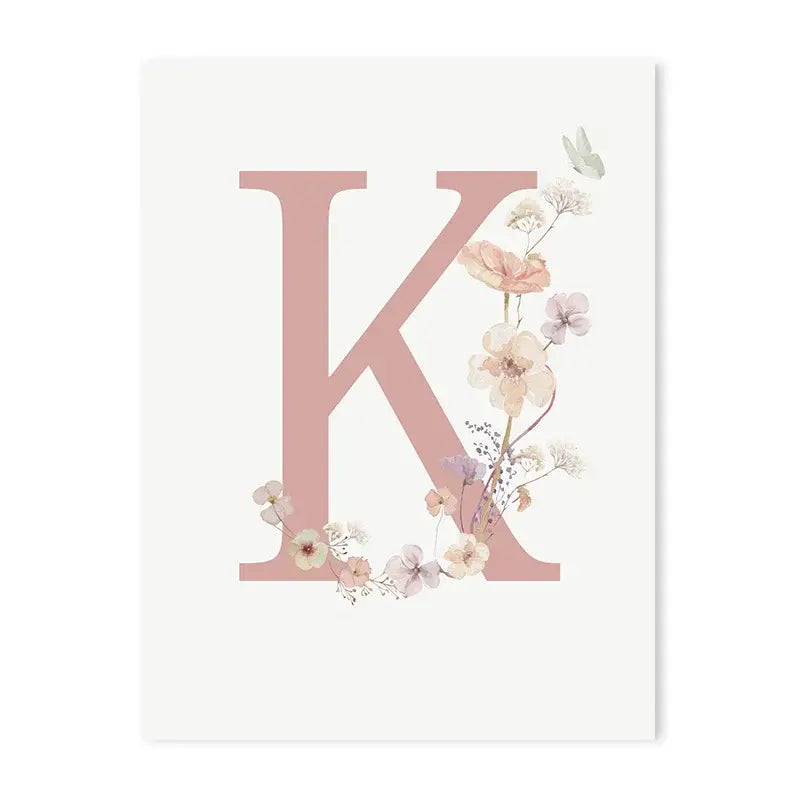 Personalized pink floral letter z wall art nursery decor