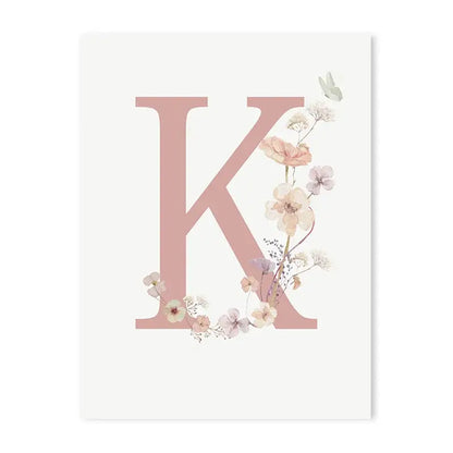 Personalized pink floral letter z wall art nursery decor