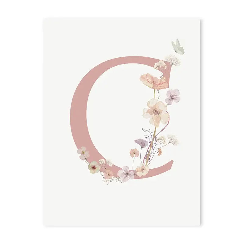Personalized pink floral letter z wall art nursery decor