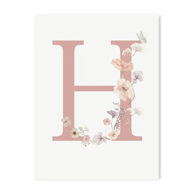 Personalized pink floral letter z wall art nursery decor