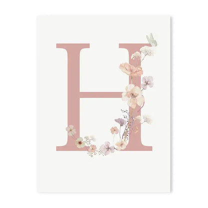 Personalized pink floral letter z wall art nursery decor
