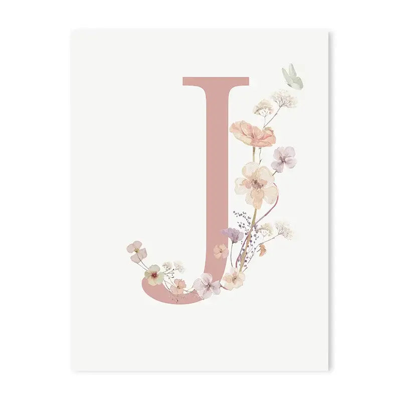 Personalized pink floral letter z wall art nursery decor