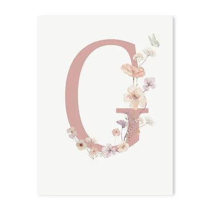 Personalized pink floral letter z wall art nursery decor