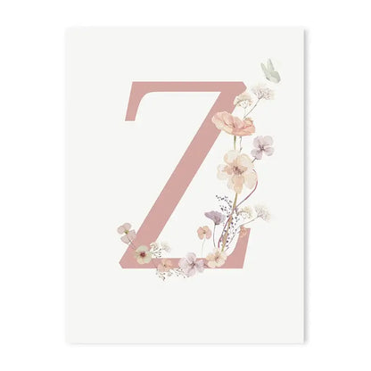 Personalized pink floral letter z wall art nursery decor