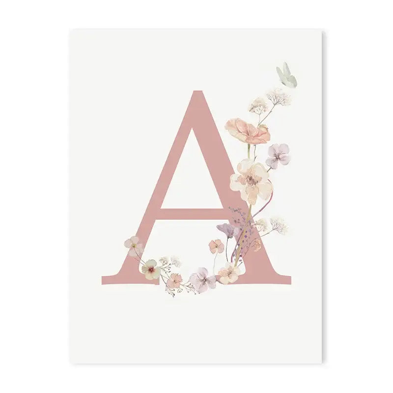 Personalized pink floral letter z wall art nursery decor