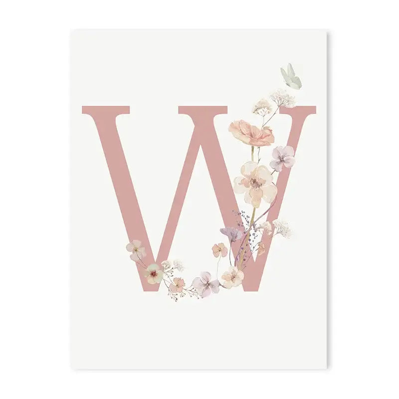 Personalized pink floral letter z wall art nursery decor