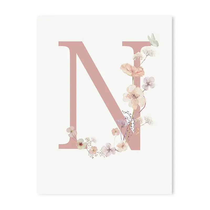 Personalized pink floral letter z wall art nursery decor