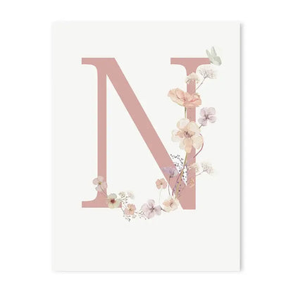 Personalized pink floral letter z wall art nursery decor