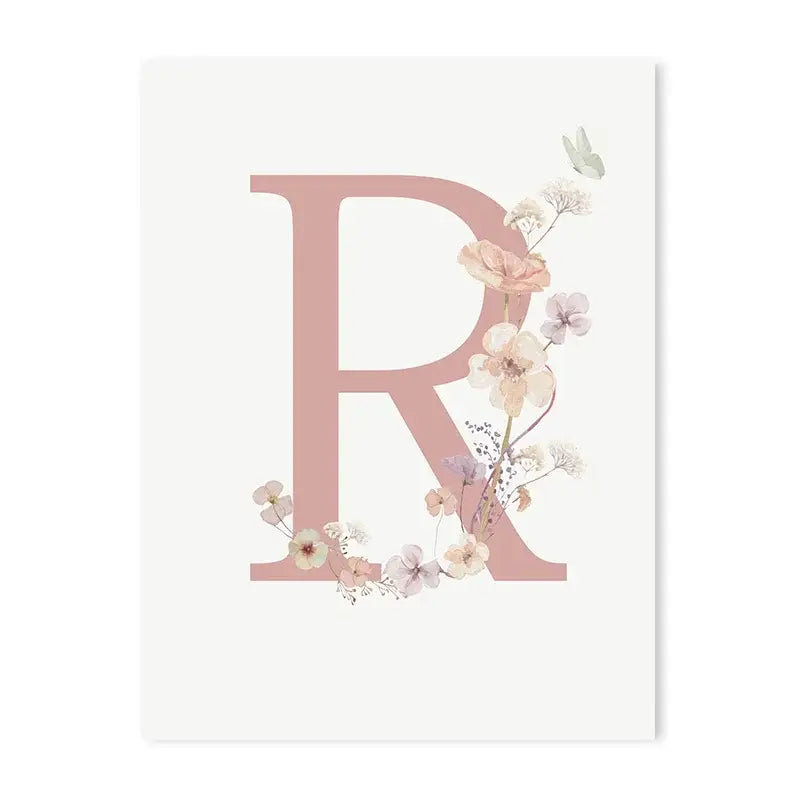 Personalized pink floral letter z wall art nursery decor