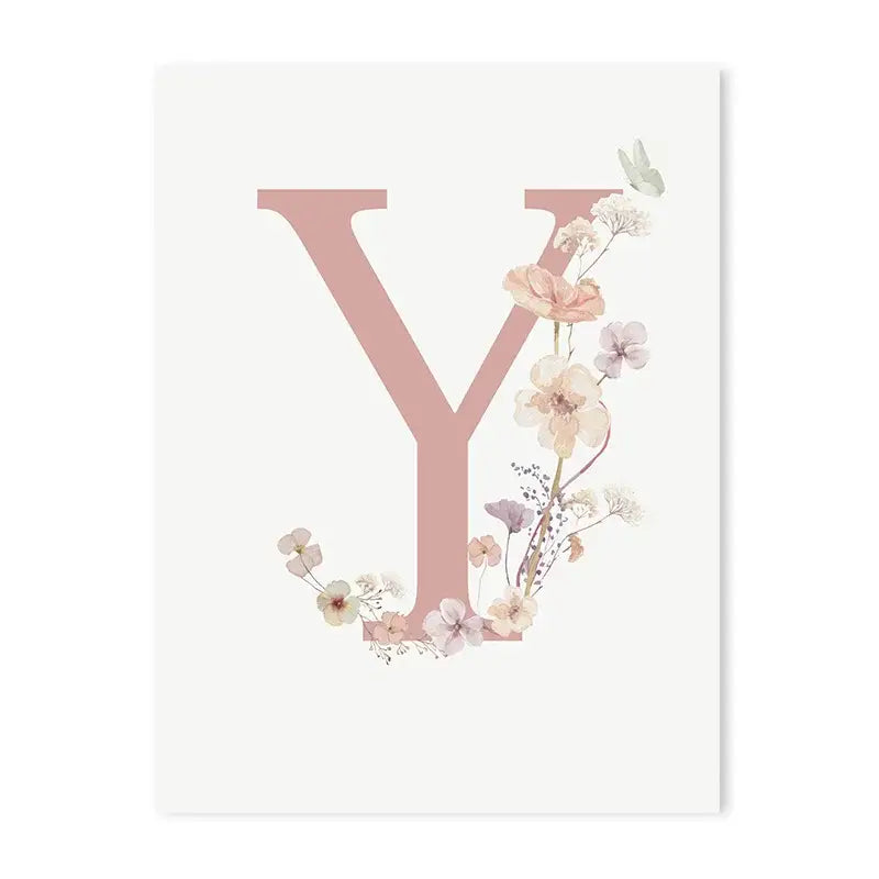 Personalized pink floral letter z wall art nursery decor