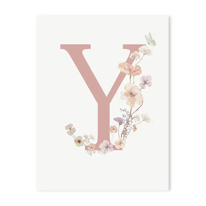 Personalized pink floral letter z wall art nursery decor