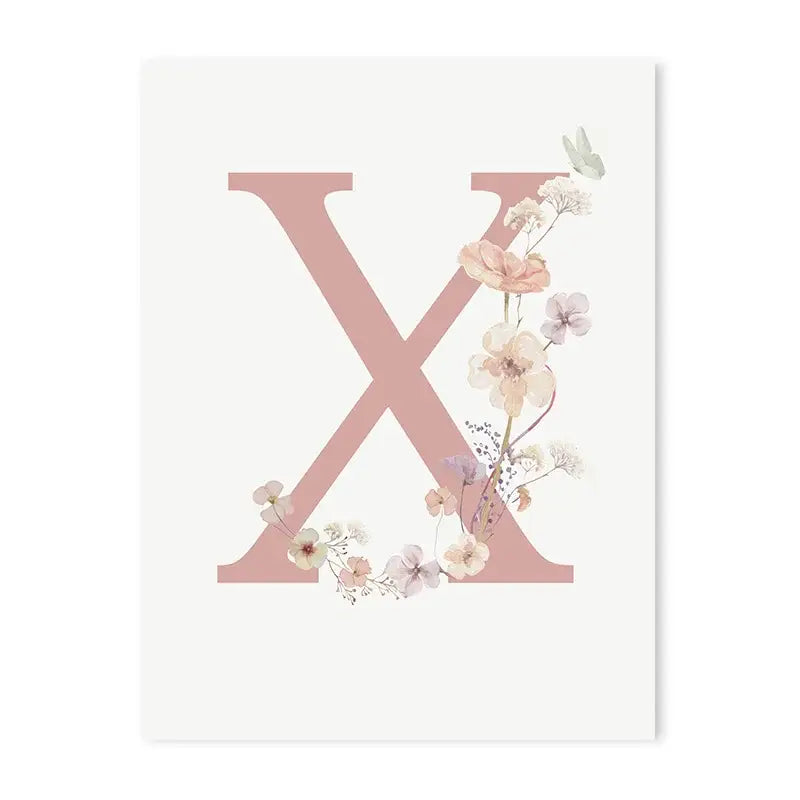 Personalized pink floral letter z wall art nursery decor