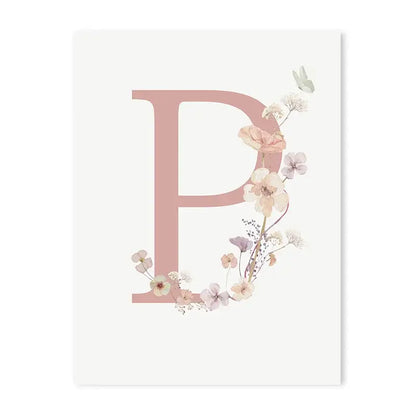 Personalized pink floral letter z wall art nursery decor