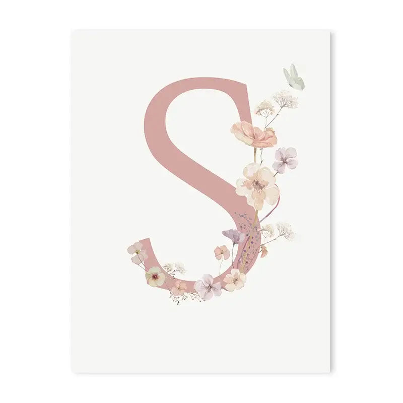 Personalized pink floral letter z wall art nursery decor