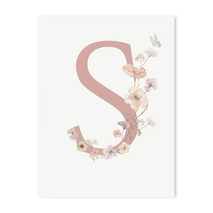 Personalized pink floral letter z wall art nursery decor