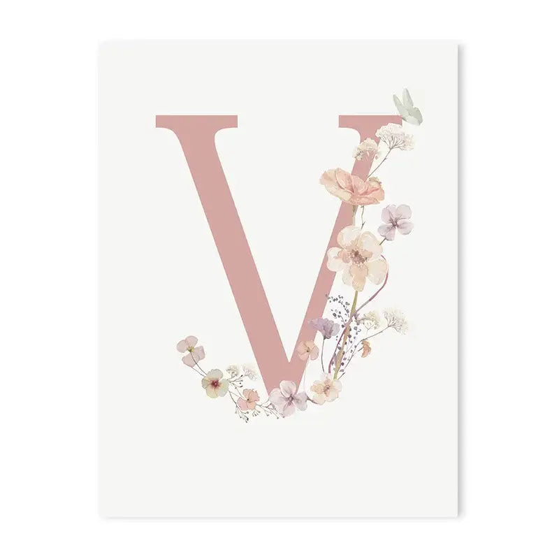 Personalized pink floral letter z wall art nursery decor