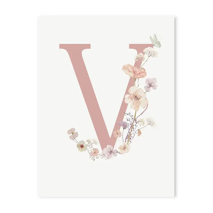 Personalized pink floral letter z wall art nursery decor