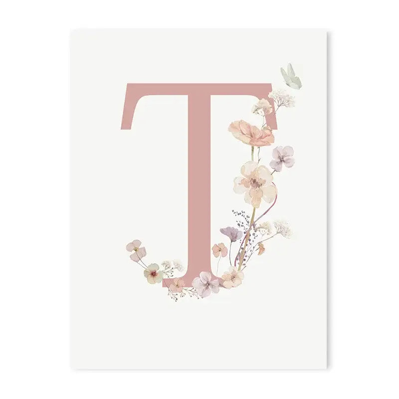 Personalized pink floral letter z wall art nursery decor