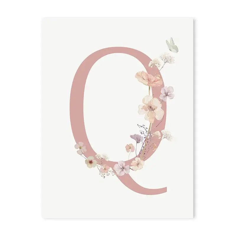 Personalized pink floral letter z wall art nursery decor