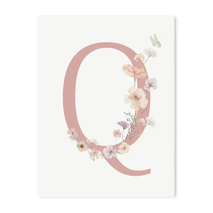 Personalized pink floral letter z wall art nursery decor