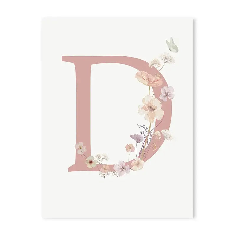 Personalized pink floral letter z wall art nursery decor