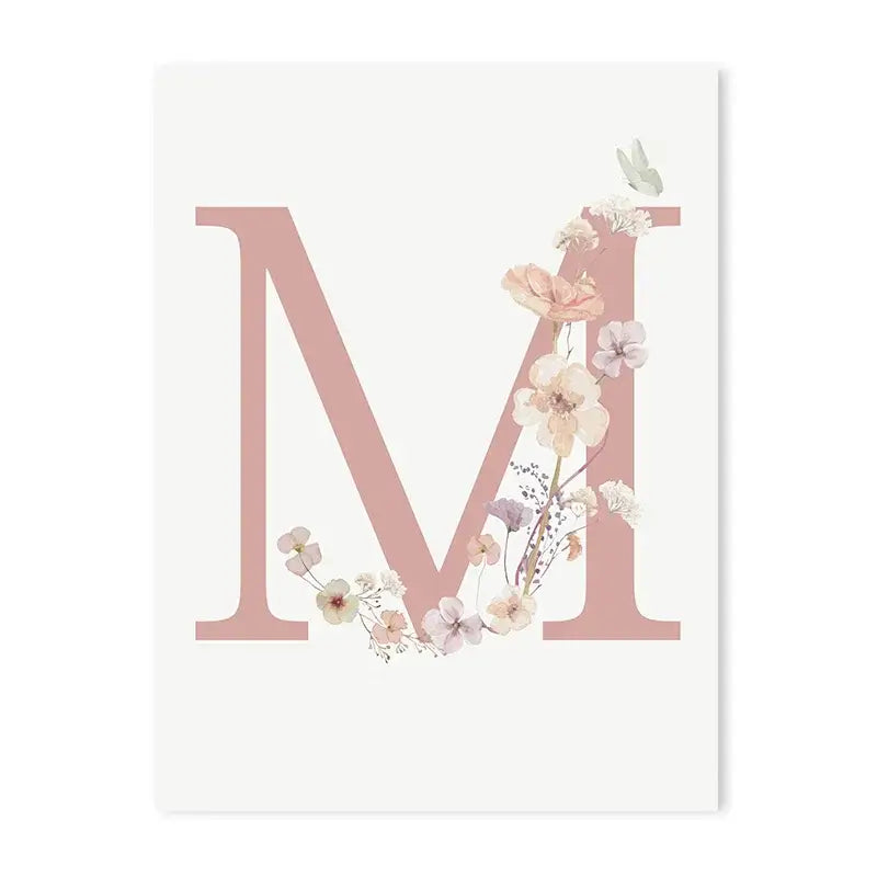 Personalized pink floral letter z wall art nursery decor