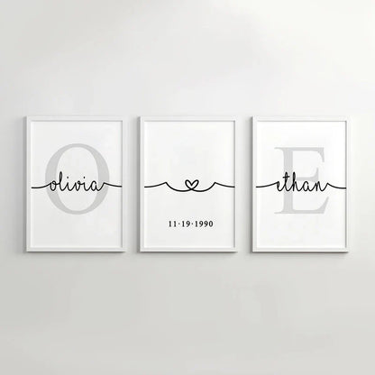 DecorBites™ Personalized Set of 3 Custom Name Wall Art