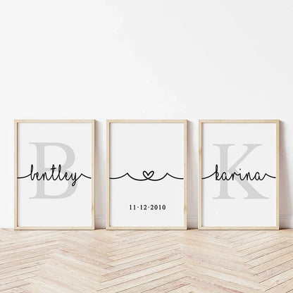 DecorBites™ Personalized Set of 3 Custom Name Wall Art