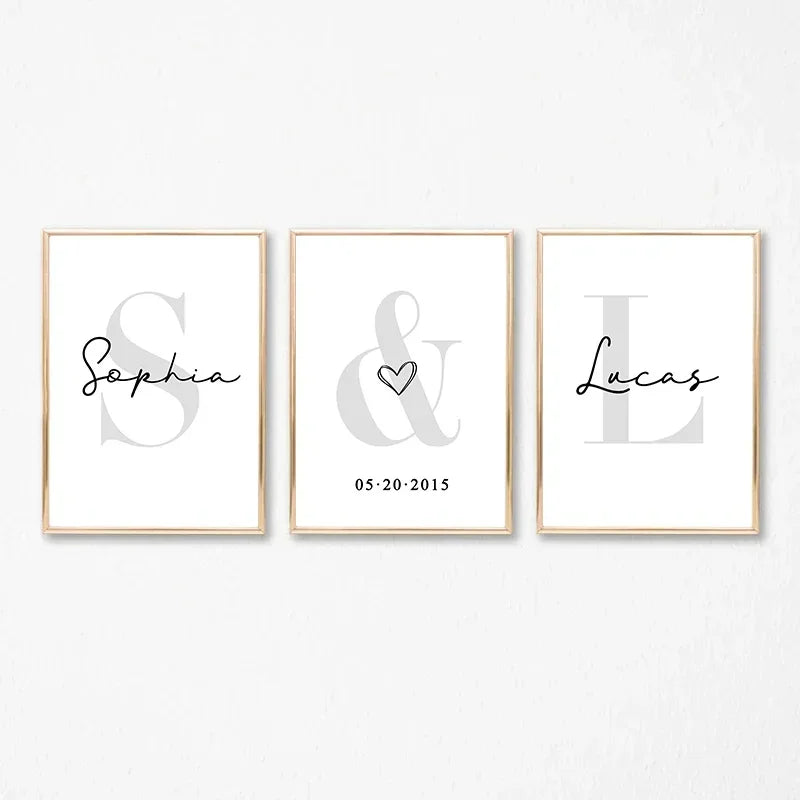 DecorBites™ Personalized Set of 3 Custom Name Wall Art