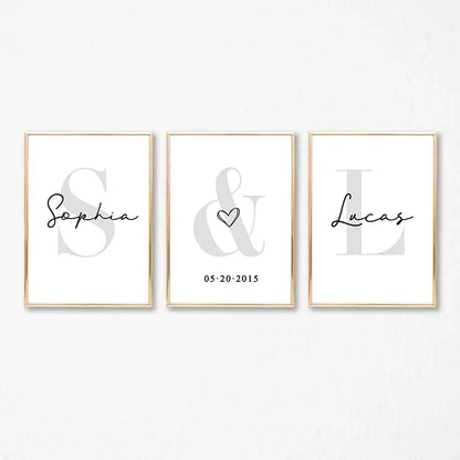 DecorBites™ Personalized Set of 3 Custom Name Wall Art