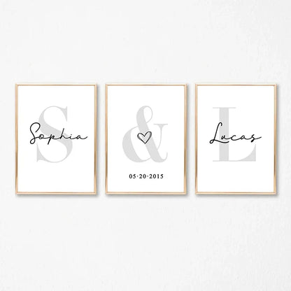 DecorBites™ Personalized Set of 3 Custom Name Wall Art