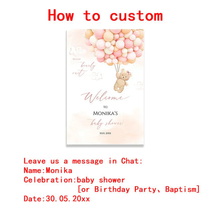 DecorBites™ Personalized Teddy Bear Baby Shower Welcome Sign