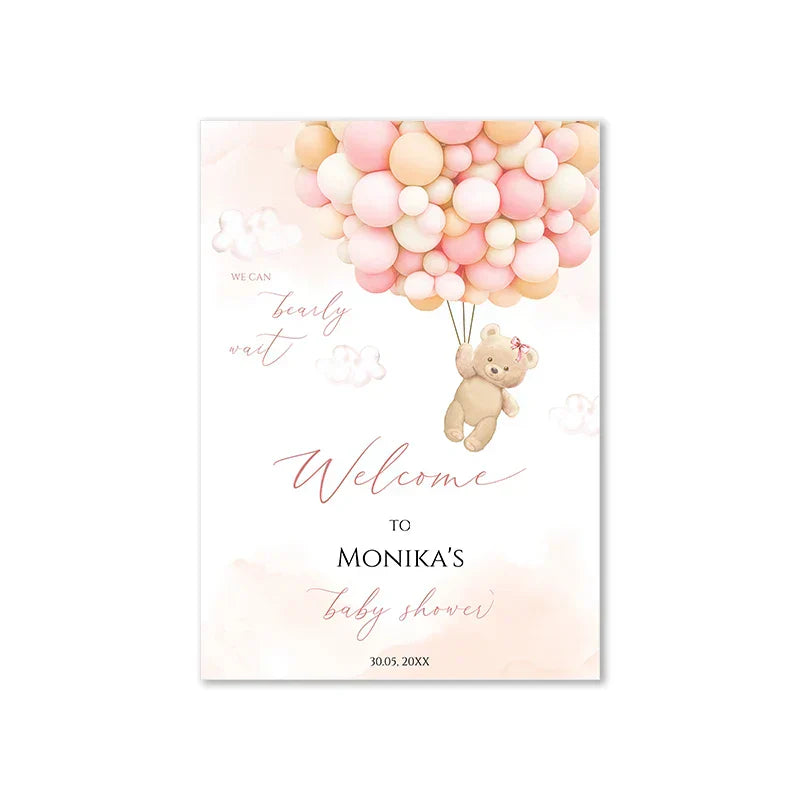DecorBites™ Personalized Teddy Bear Baby Shower Welcome Sign