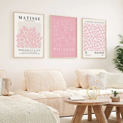 Pink abstract sage wall art set bedroom matisse and picasso prints