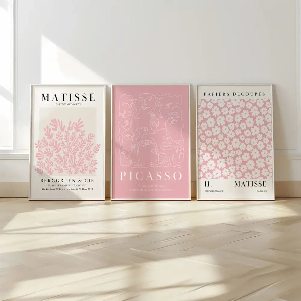 Pink abstract sage wall art set bedroom matisse and picasso prints
