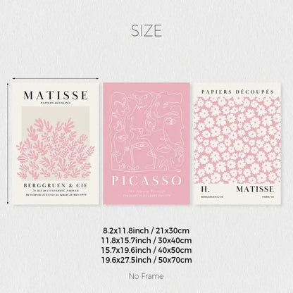 Pink abstract sage wall art set bedroom matisse and picasso prints