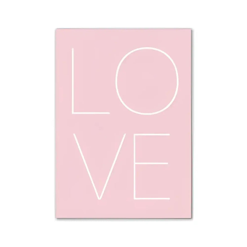 Minimalist pink and white love wall art bedroom room decor