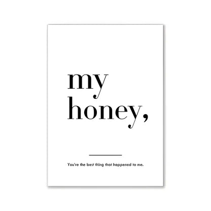 Minimalist black and white wall art i love you bedroom room decor