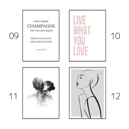 Minimalist black and white wall art i love you bedroom room decor