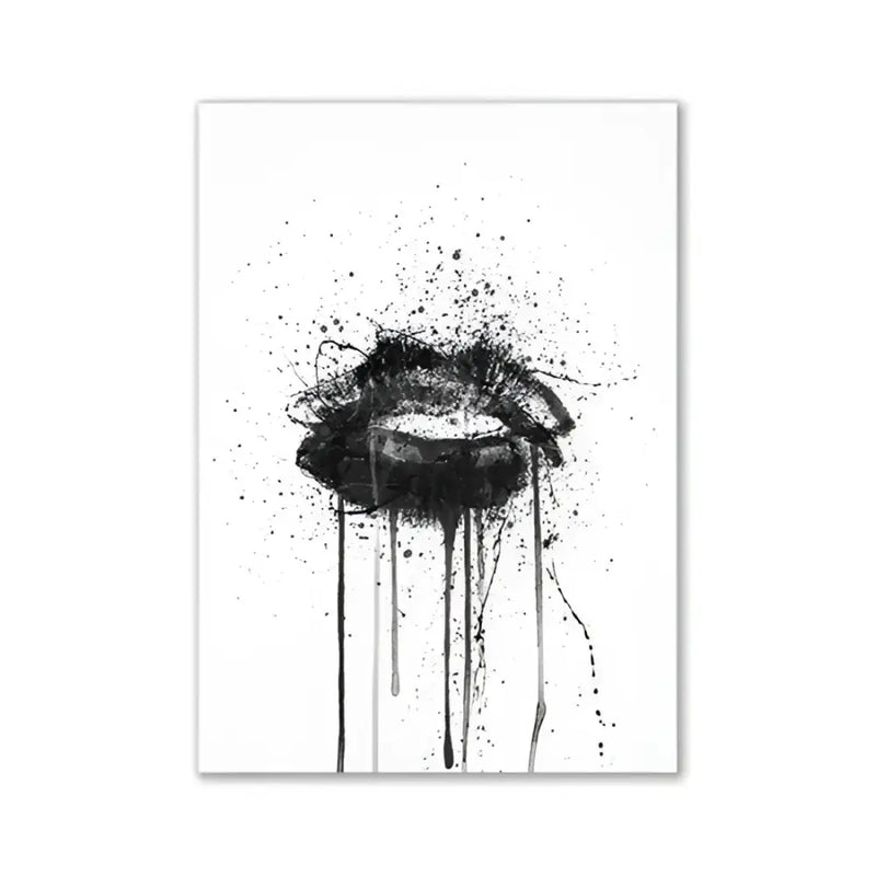 Pink black lips splatter aesthetic art prints bedroom wall art