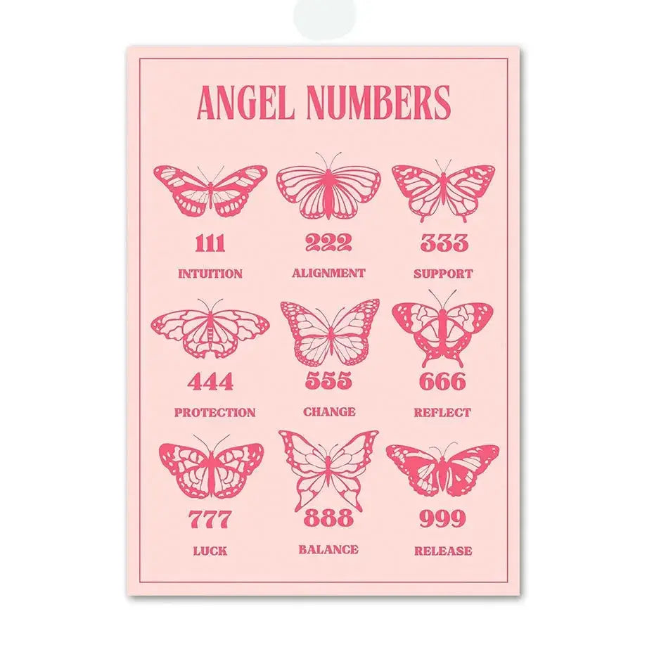 Minimalist pink angel number framed art set bedroom gallery wall art