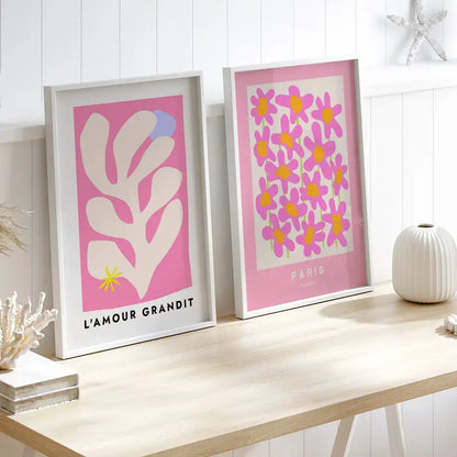 Minimalist pink angel number framed art set bedroom gallery wall art
